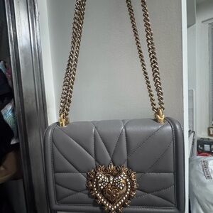 Dolce & Gabbana Gray Bag with Gold Chain